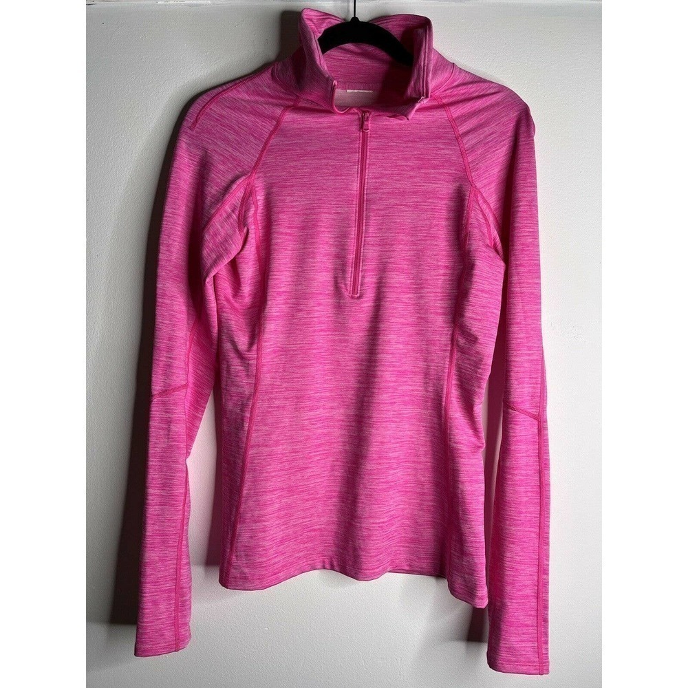 UNDER Armour Pullover Zip up Shirt Hot Pink Long Sleeves Stretchy Active